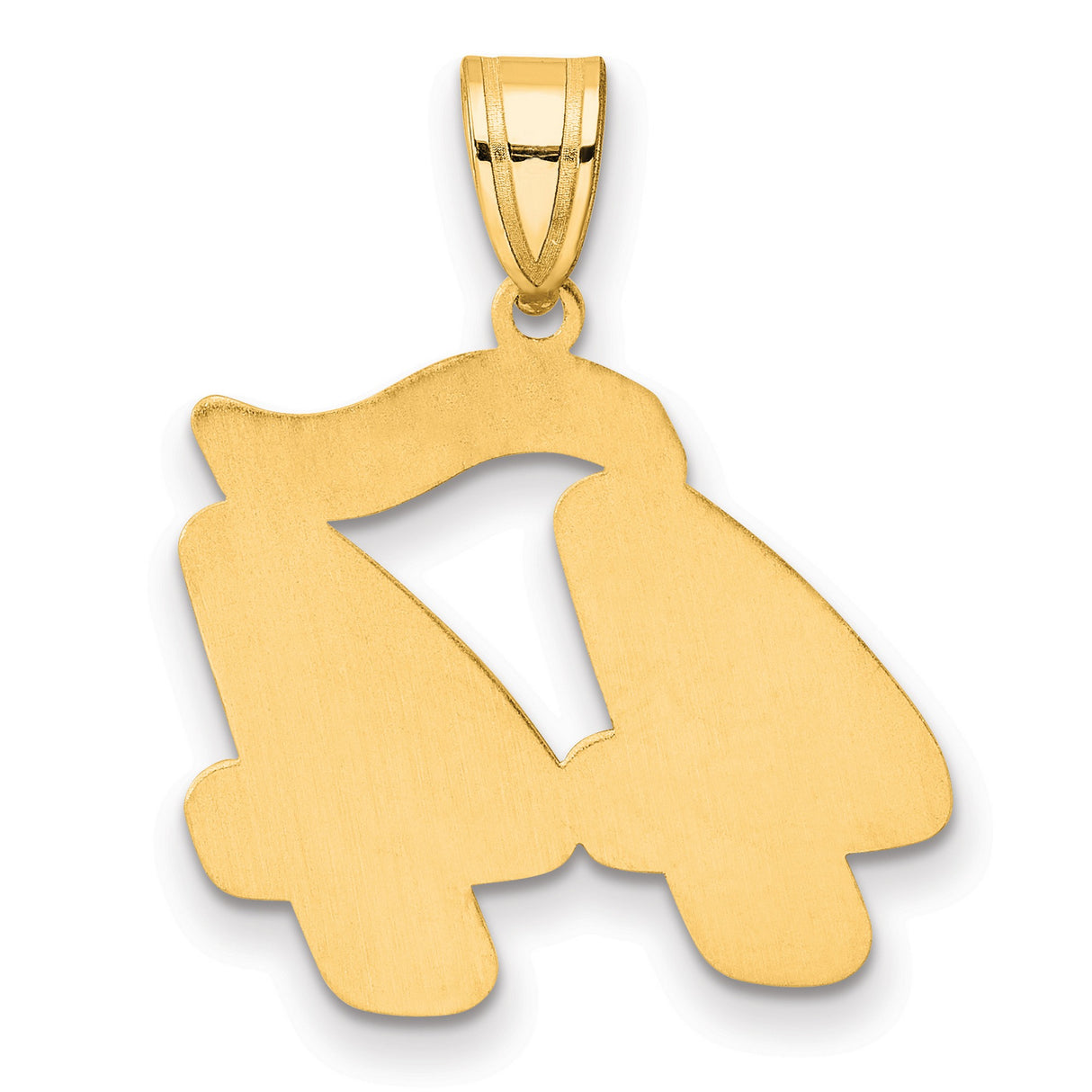 Brushed Border Script Number 44 Charm Pendant in Real 14k Yellow Gold