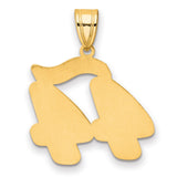 Brushed Border Script Number 44 Charm Pendant in Real 14k Yellow Gold