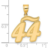 Brushed Border Script Number 44 Charm Pendant in Real 14k Yellow Gold