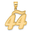 Brushed Border Script Number 44 Charm Pendant in Real 14k Yellow Gold