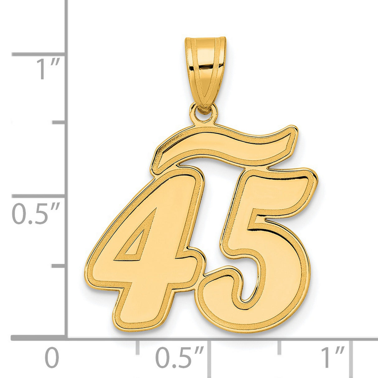 14k Yellow Gold Number 45 Pendant with Polished Finish and Underline Accent