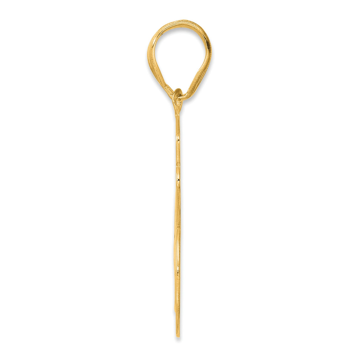 Brushed Border Script Number 46 Charm Pendant in Real 14k Yellow Gold