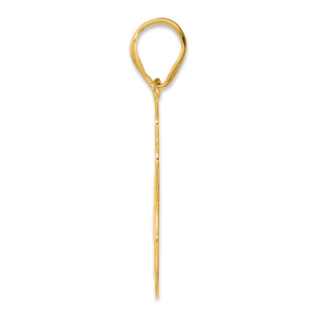 Brushed Border Script Number 46 Charm Pendant in Real 14k Yellow Gold