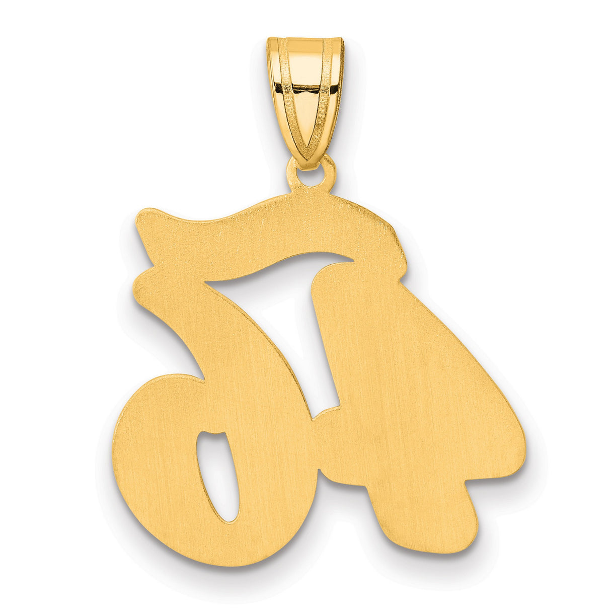 Brushed Border Script Number 46 Charm Pendant in Real 14k Yellow Gold