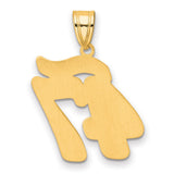 Brushed Border Script Number 47 Charm Pendant in Real 14k Yellow Gold