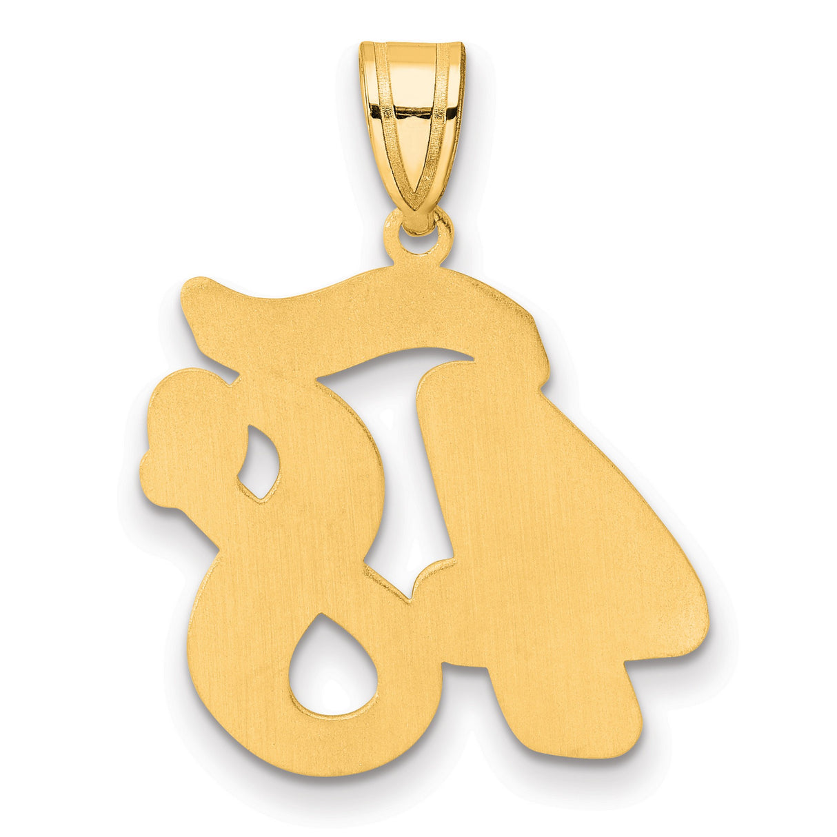 Brushed Border Script Number 48 Charm Pendant in Real 14k Yellow Gold