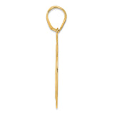 Brushed Border Script Number 49 Charm Pendant in Real 14k Yellow Gold