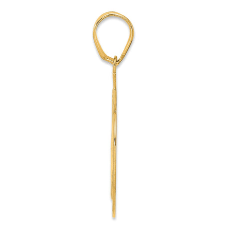 Brushed Border Script Number 49 Charm Pendant in Real 14k Yellow Gold