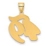 Brushed Border Script Number 49 Charm Pendant in Real 14k Yellow Gold