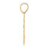 Brushed Border Script Number 50 Charm Pendant in Real 14k Yellow Gold