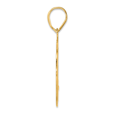 Brushed Border Script Number 50 Charm Pendant in Real 14k Yellow Gold