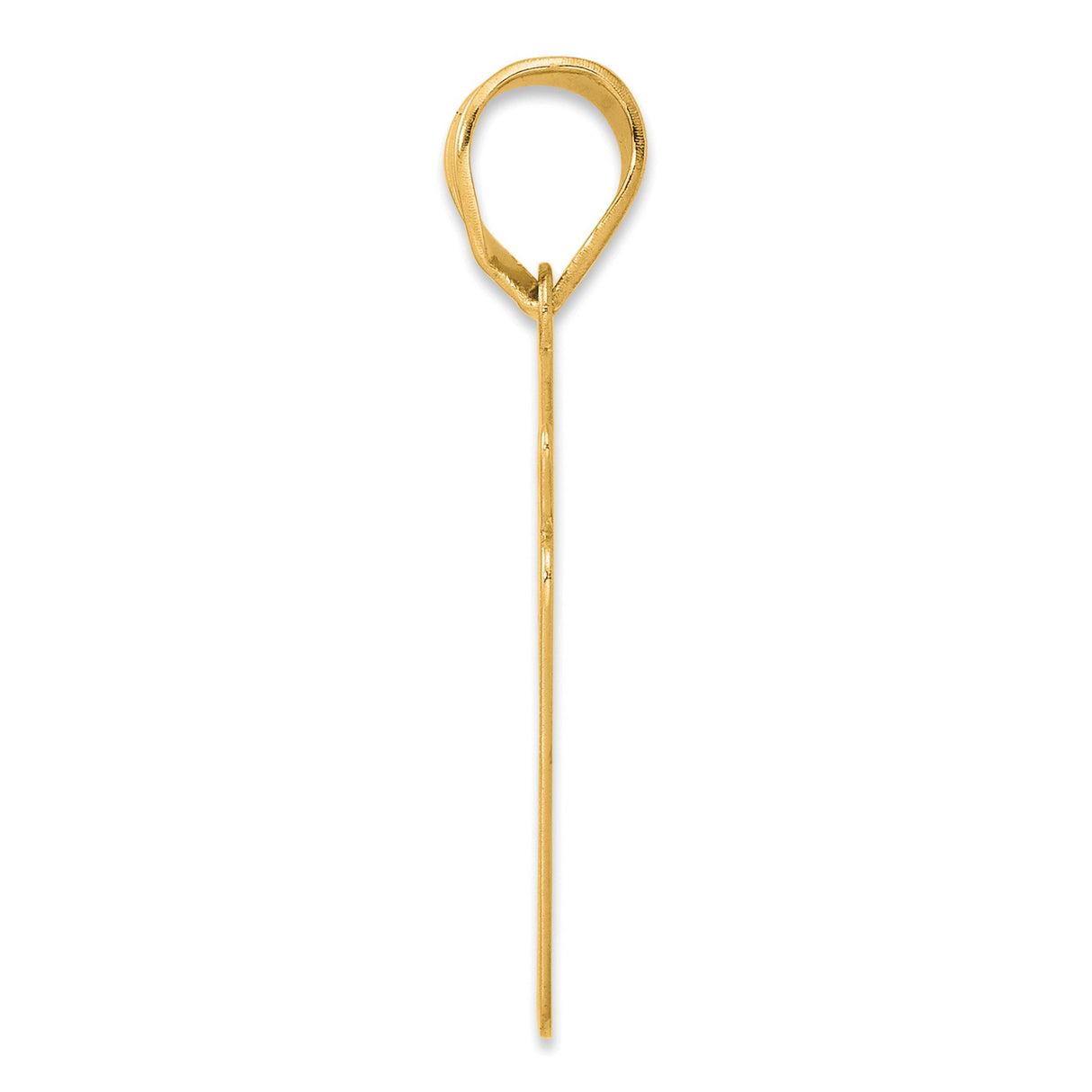 Brushed Border Script Number 51 Charm Pendant in Real 14k Yellow Gold