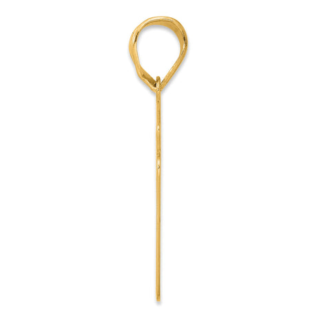 Brushed Border Script Number 51 Charm Pendant in Real 14k Yellow Gold