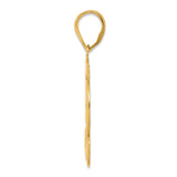 Brushed Border Script Number 52 Charm Pendant in Real 14k Yellow Gold