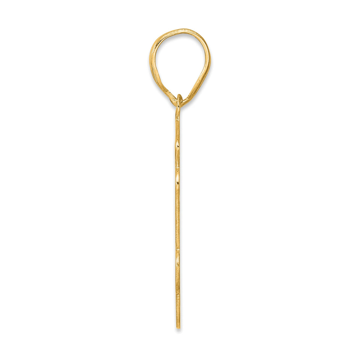 Brushed Border Script Number 54 Charm Pendant in Real 14k Yellow Gold