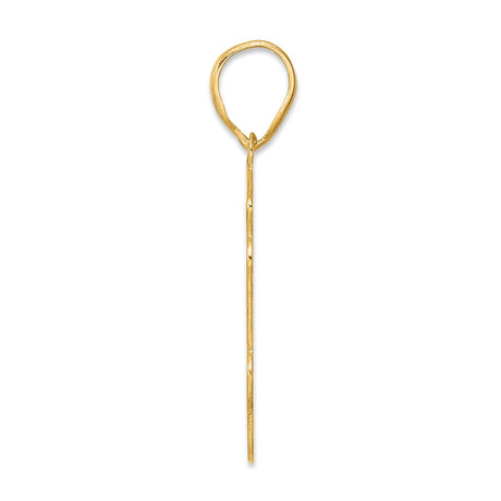 Brushed Border Script Number 54 Charm Pendant in Real 14k Yellow Gold