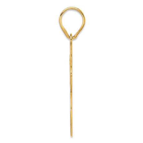 Brushed Border Script Number 56 Charm Pendant in Real 14k Yellow Gold