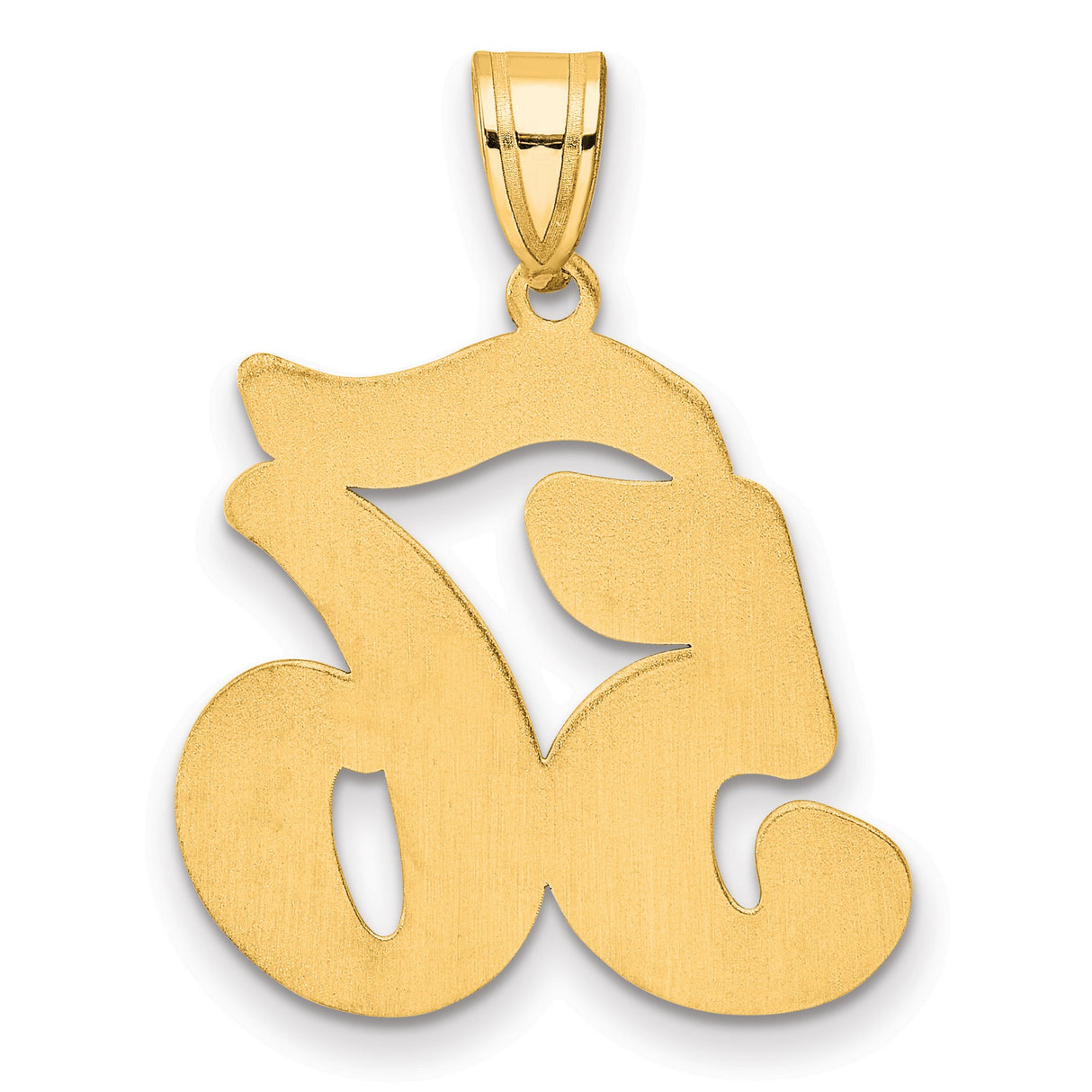 Brushed Border Script Number 56 Charm Pendant in Real 14k Yellow Gold