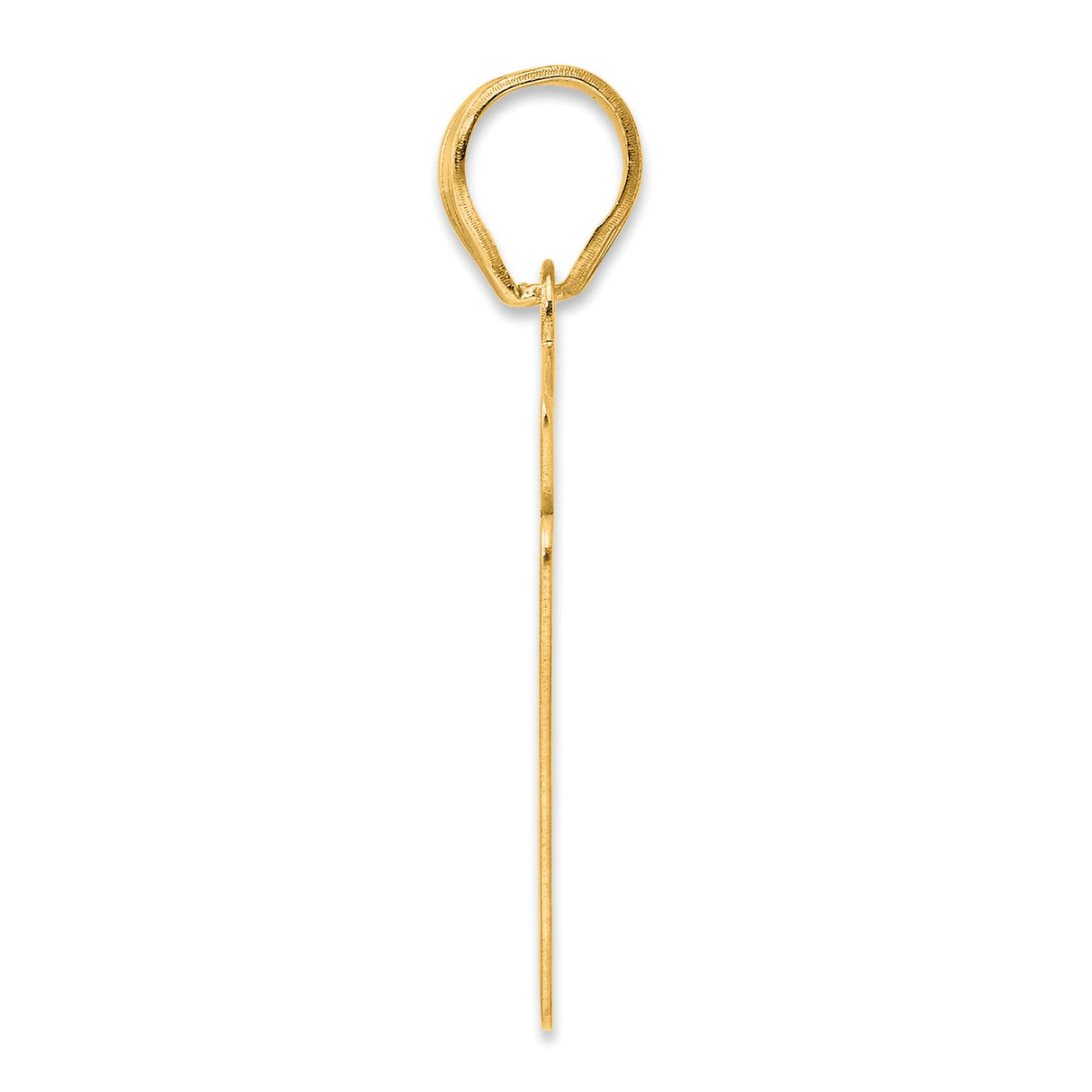 Brushed Border Script Number 57 Charm Pendant in Real 14k Yellow Gold