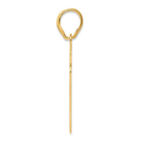Brushed Border Script Number 57 Charm Pendant in Real 14k Yellow Gold