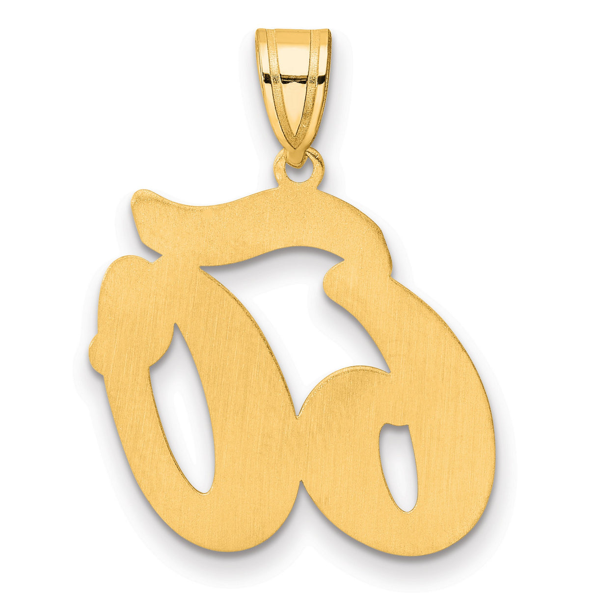 Brushed Border Script Number 60 Charm Pendant in Real 14k Yellow Gold