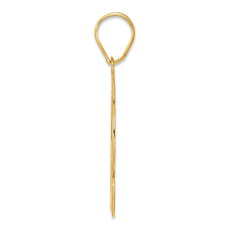 Brushed Border Script Number 62 Charm Pendant in Real 14k Yellow Gold