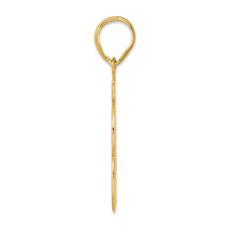 Brushed Border Script Number 63 Charm Pendant in Real 14k Yellow Gold