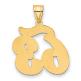 Brushed Border Script Number 63 Charm Pendant in Real 14k Yellow Gold