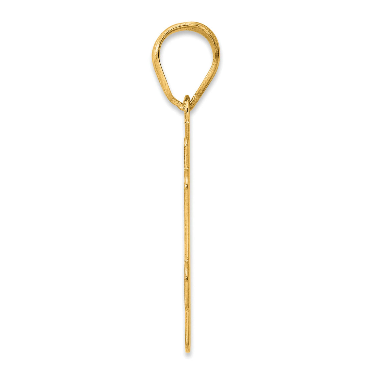 Brushed Border Script Number 64 Charm Pendant in Real 14k Yellow Gold