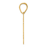 Brushed Border Script Number 64 Charm Pendant in Real 14k Yellow Gold