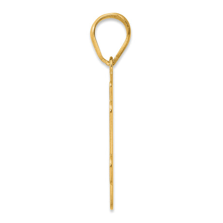 Brushed Border Script Number 64 Charm Pendant in Real 14k Yellow Gold