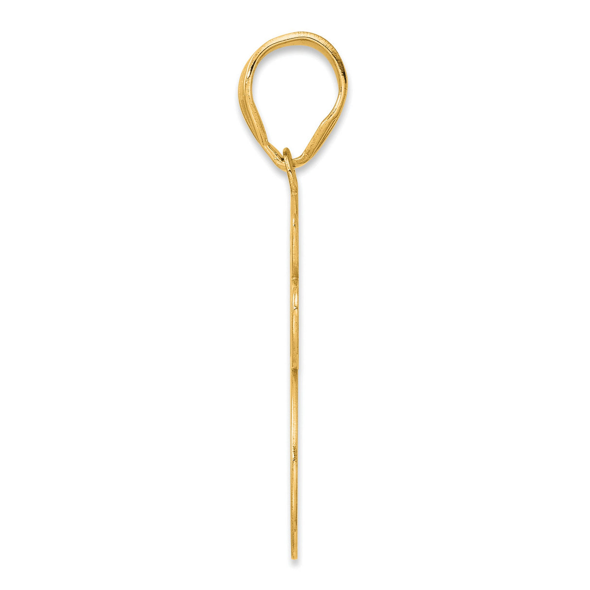 Brushed Border Script Number 65 Charm Pendant in Real 14k Yellow Gold