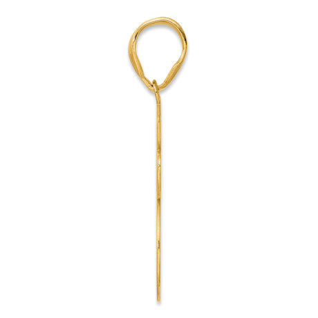 Brushed Border Script Number 65 Charm Pendant in Real 14k Yellow Gold