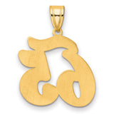 Brushed Border Script Number 65 Charm Pendant in Real 14k Yellow Gold