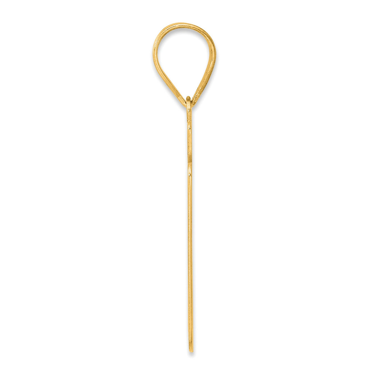 Brushed Border Script Number 67 Charm Pendant in Real 14k Yellow Gold