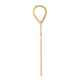 Brushed Border Script Number 67 Charm Pendant in Real 14k Yellow Gold