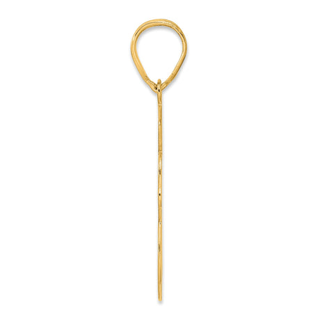 Brushed Border Script Number 68 Charm Pendant in Real 14k Yellow Gold