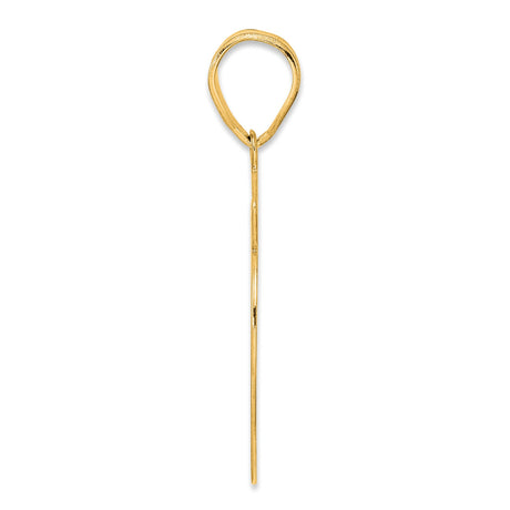 Brushed Border Script Number 69 Charm Pendant in Real 14k Yellow Gold