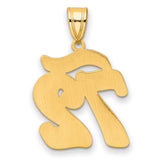 Brushed Border Script Number 72 Charm Pendant in Real 14k Yellow Gold