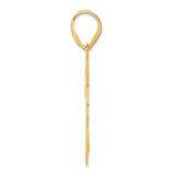 Brushed Border Script Number 73 Charm Pendant in Real 14k Yellow Gold