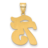 Brushed Border Script Number 75 Charm Pendant in Real 14k Yellow Gold