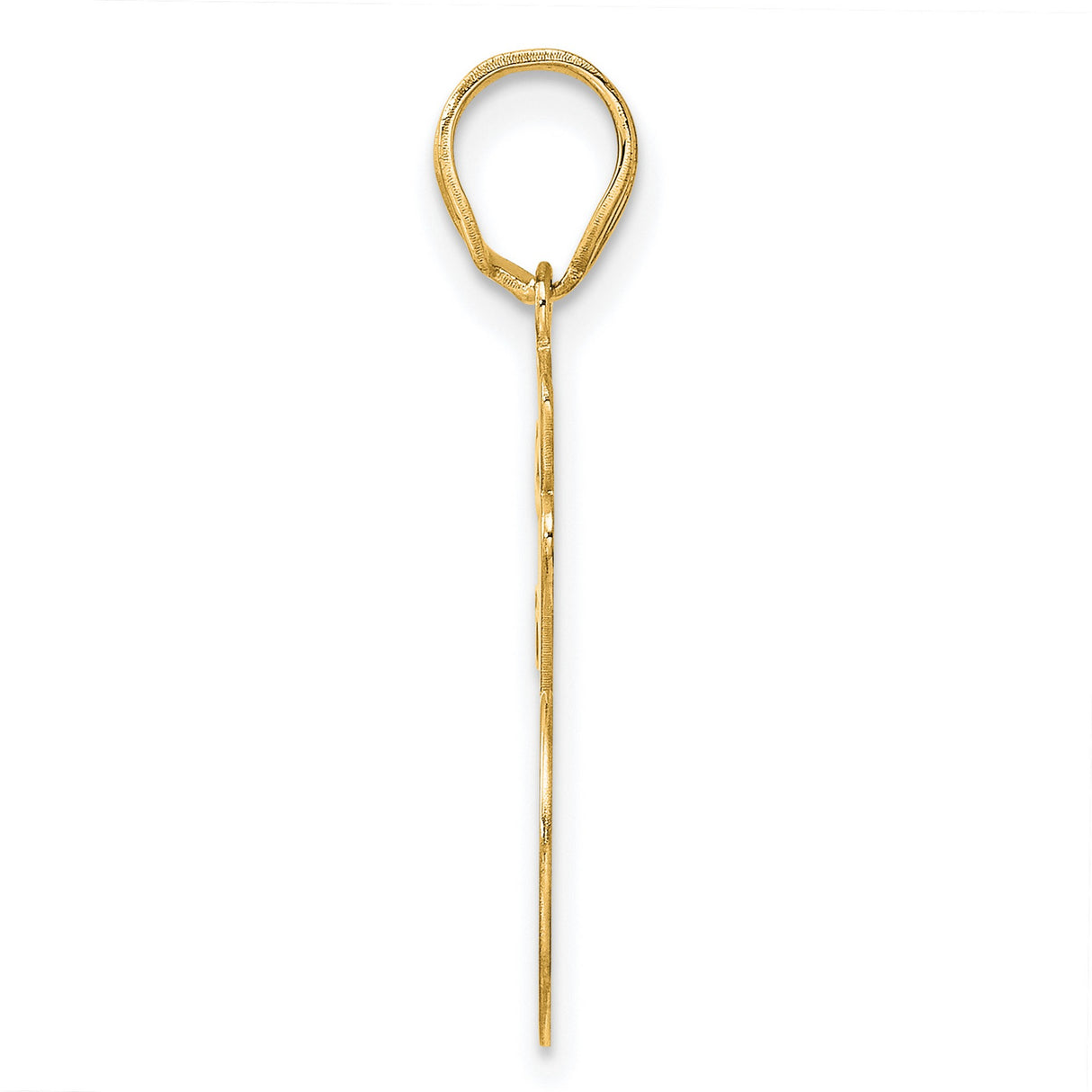 Brushed Border Script Number 76 Charm Pendant in Real 14k Yellow Gold