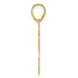 Brushed Border Script Number 76 Charm Pendant in Real 14k Yellow Gold