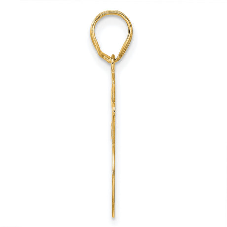 Brushed Border Script Number 76 Charm Pendant in Real 14k Yellow Gold