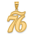 Brushed Border Script Number 76 Charm Pendant in Real 14k Yellow Gold