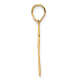 Brushed Border Script Number 77 Charm Pendant in Real 14k Yellow Gold