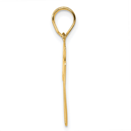 Brushed Border Script Number 77 Charm Pendant in Real 14k Yellow Gold