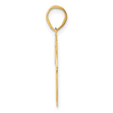 Brushed Border Script Number 79 Charm Pendant in Real 14k Yellow Gold