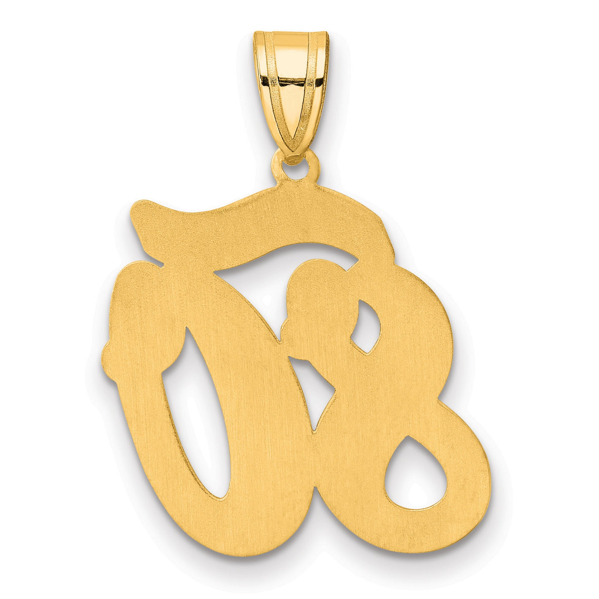 Brushed Border Script Number 80 Charm Pendant in Real 14k Yellow Gold