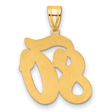 Brushed Border Script Number 80 Charm Pendant in Real 14k Yellow Gold
